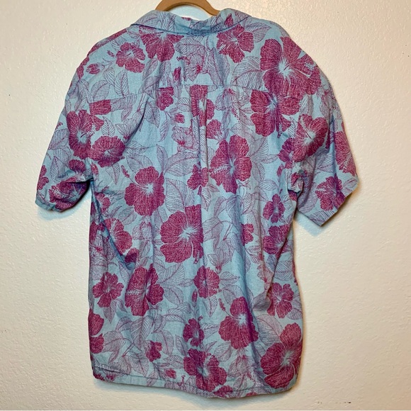 Cooke Street Men’s Hawaiian Floral Button Down Shirt Short Sleeve Blue & Red XXL - Picture 6 of 9
